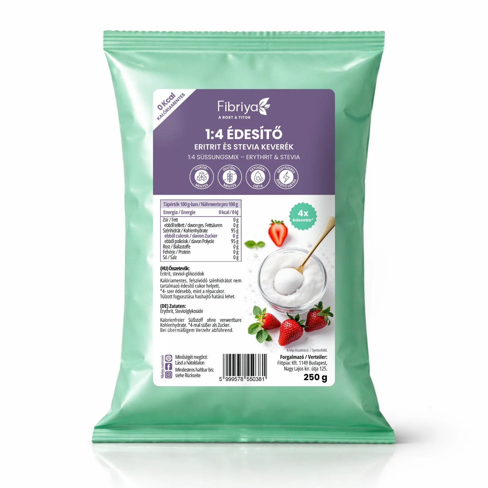 Fibriya 1:4 Süßungsmix – Erythrit & Stevia 250g