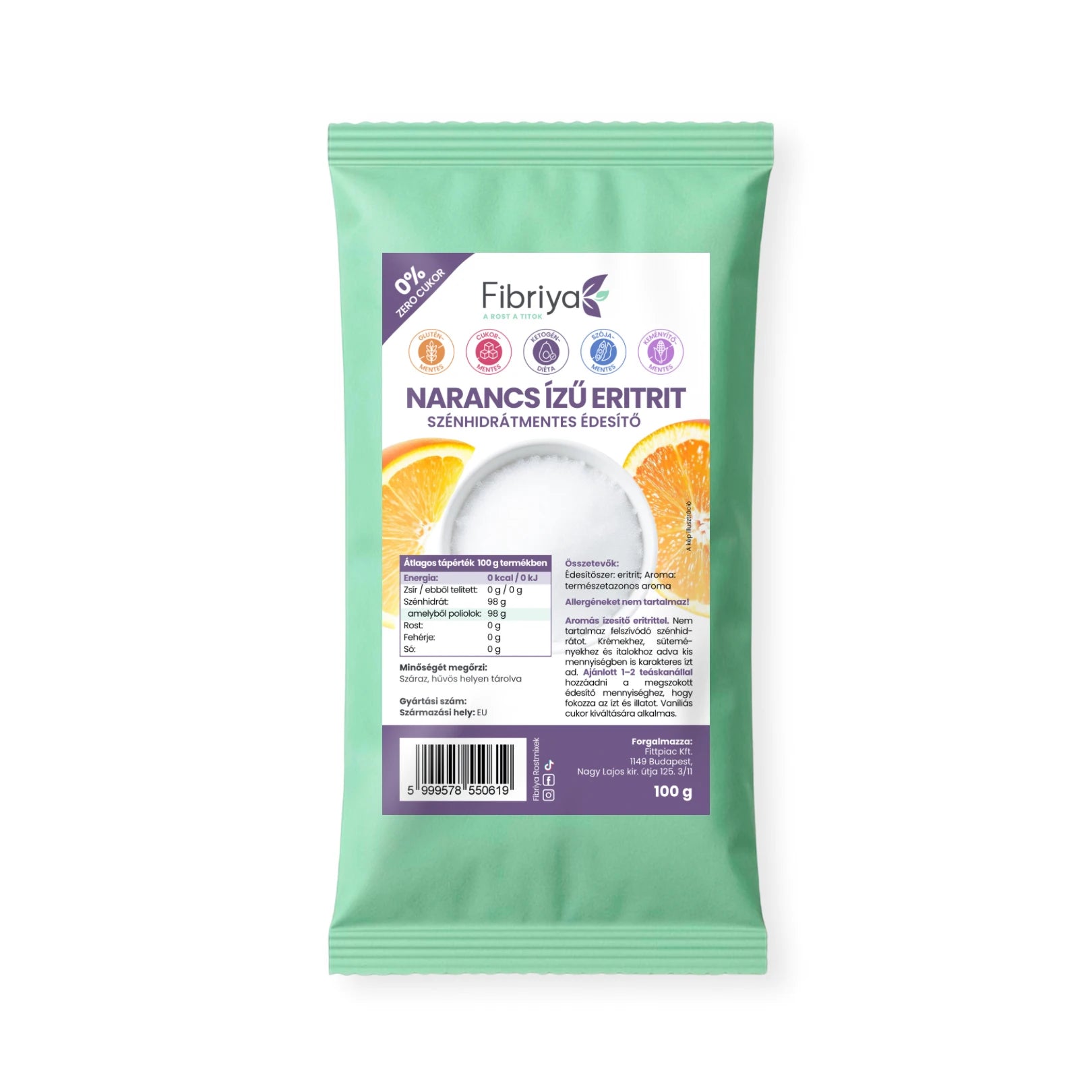 Fibriya Erythrit Orange – Kohlenhydratfreies Süßungsmittel 100g