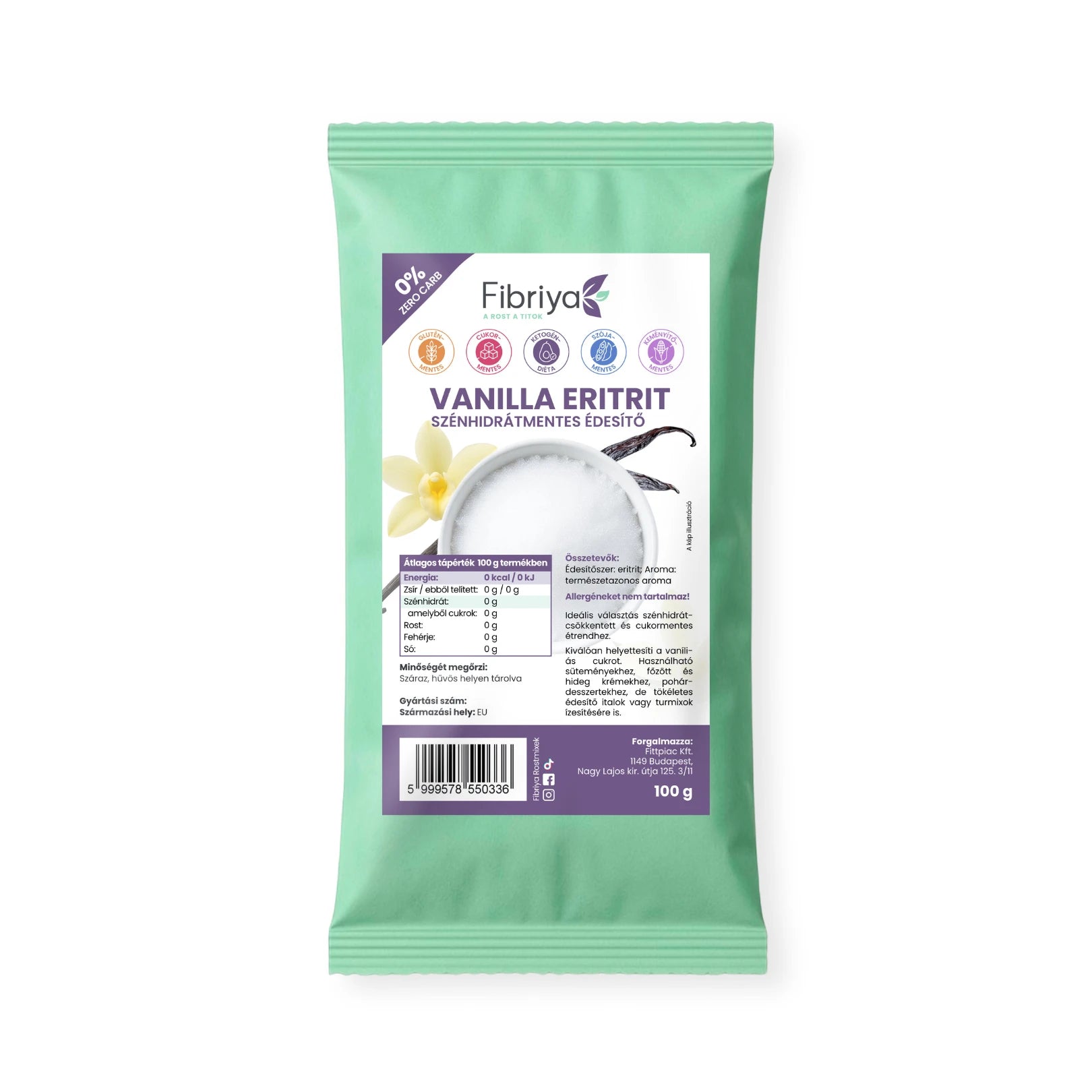 Fibriya Erythrit Vanille – Kohlenhydratfrei 100g