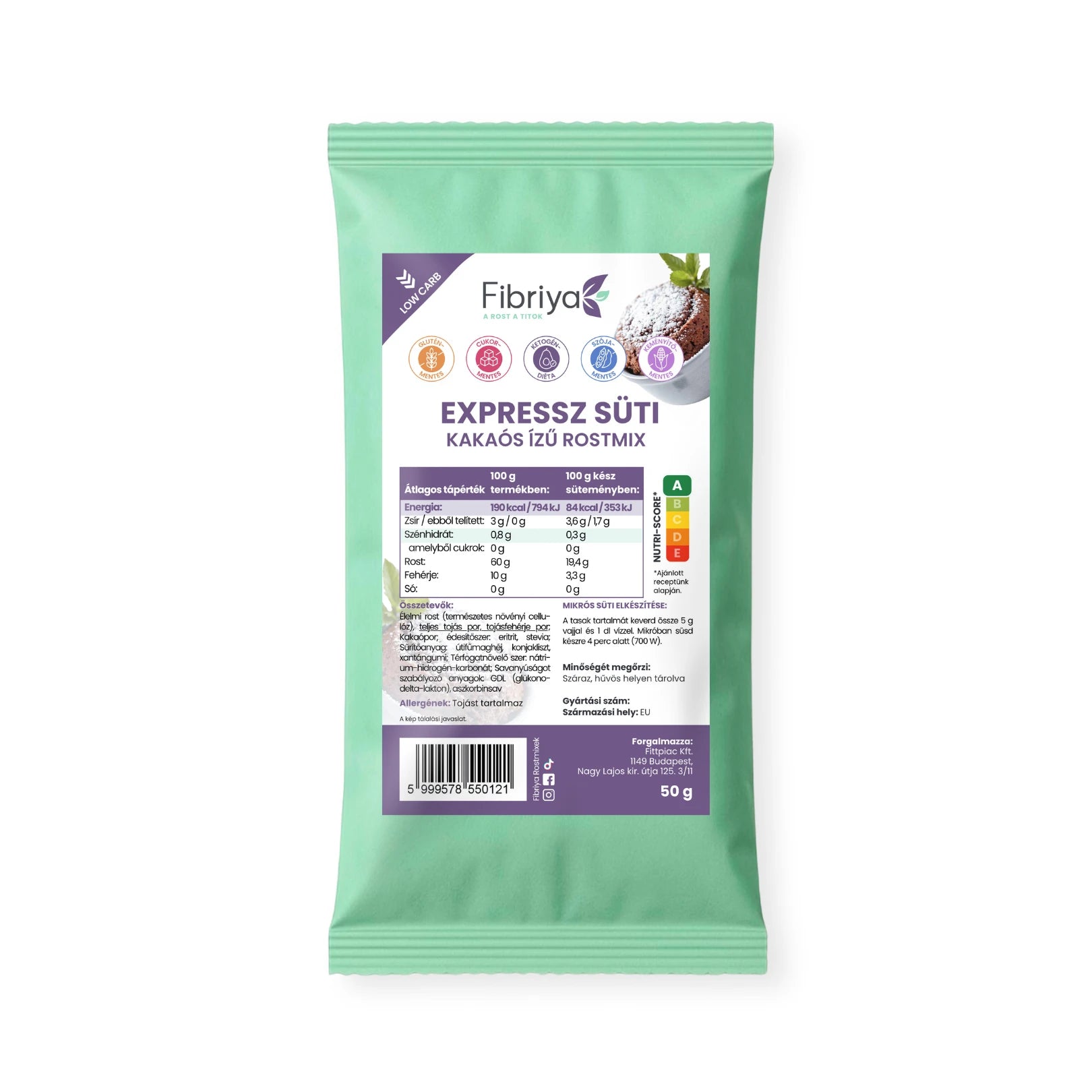 Fibriya Express-Kuchen Ballaststoffmix Kakao 50g