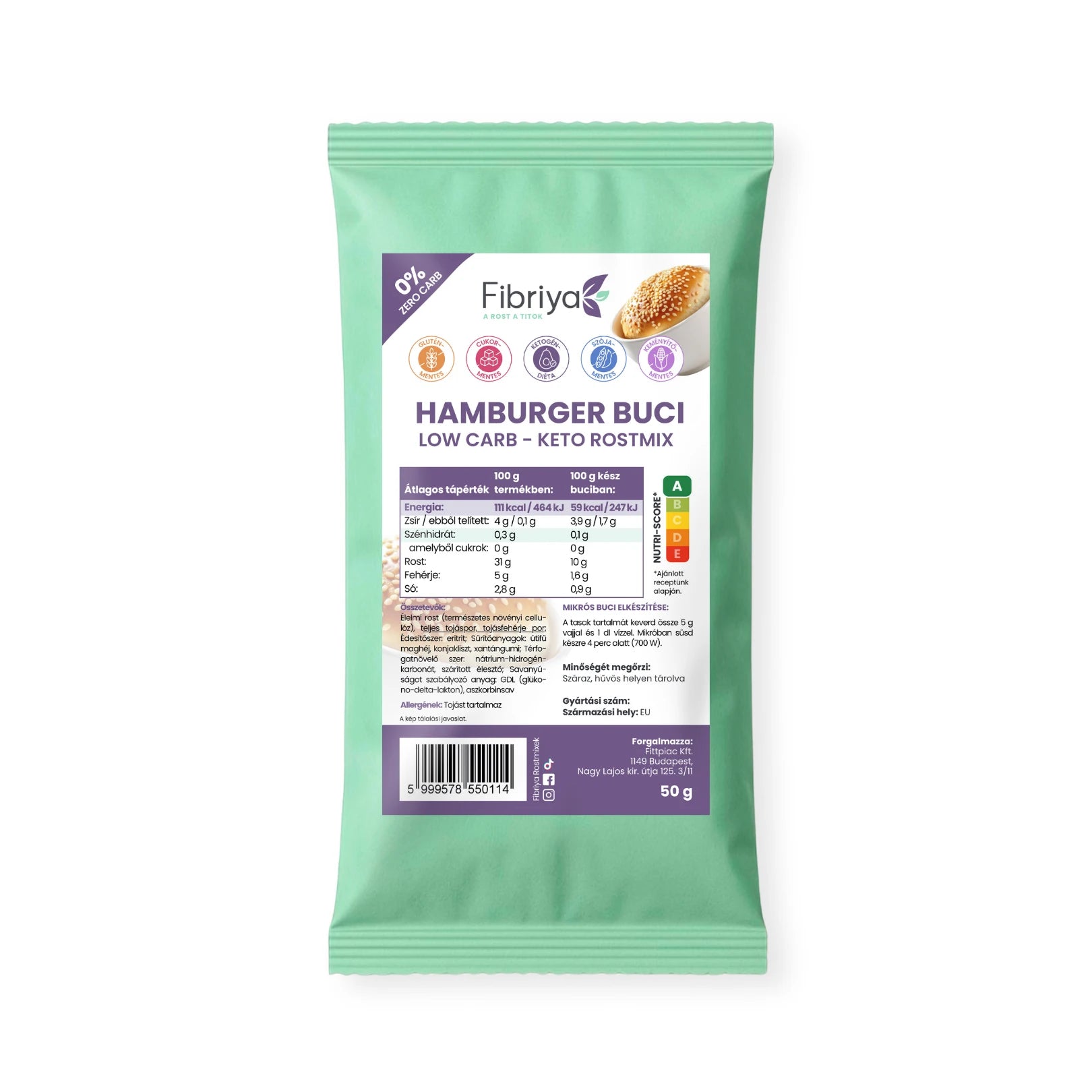 Fibriya Hamburger-Brötchen – Low-Carb Keto Mix 50g