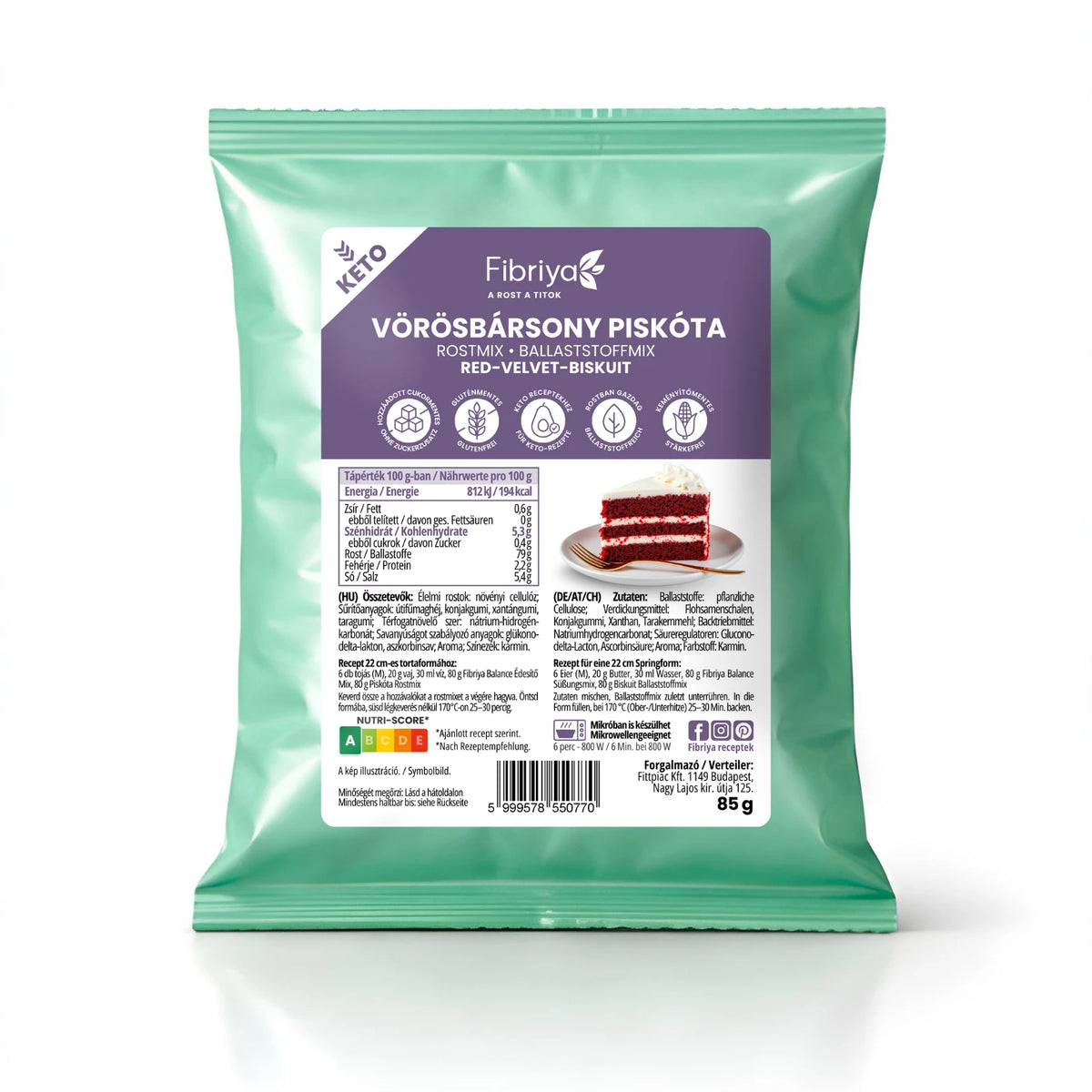 Fibriya Red-Velvet-Biskuit Keto Ballaststoffmix 85g